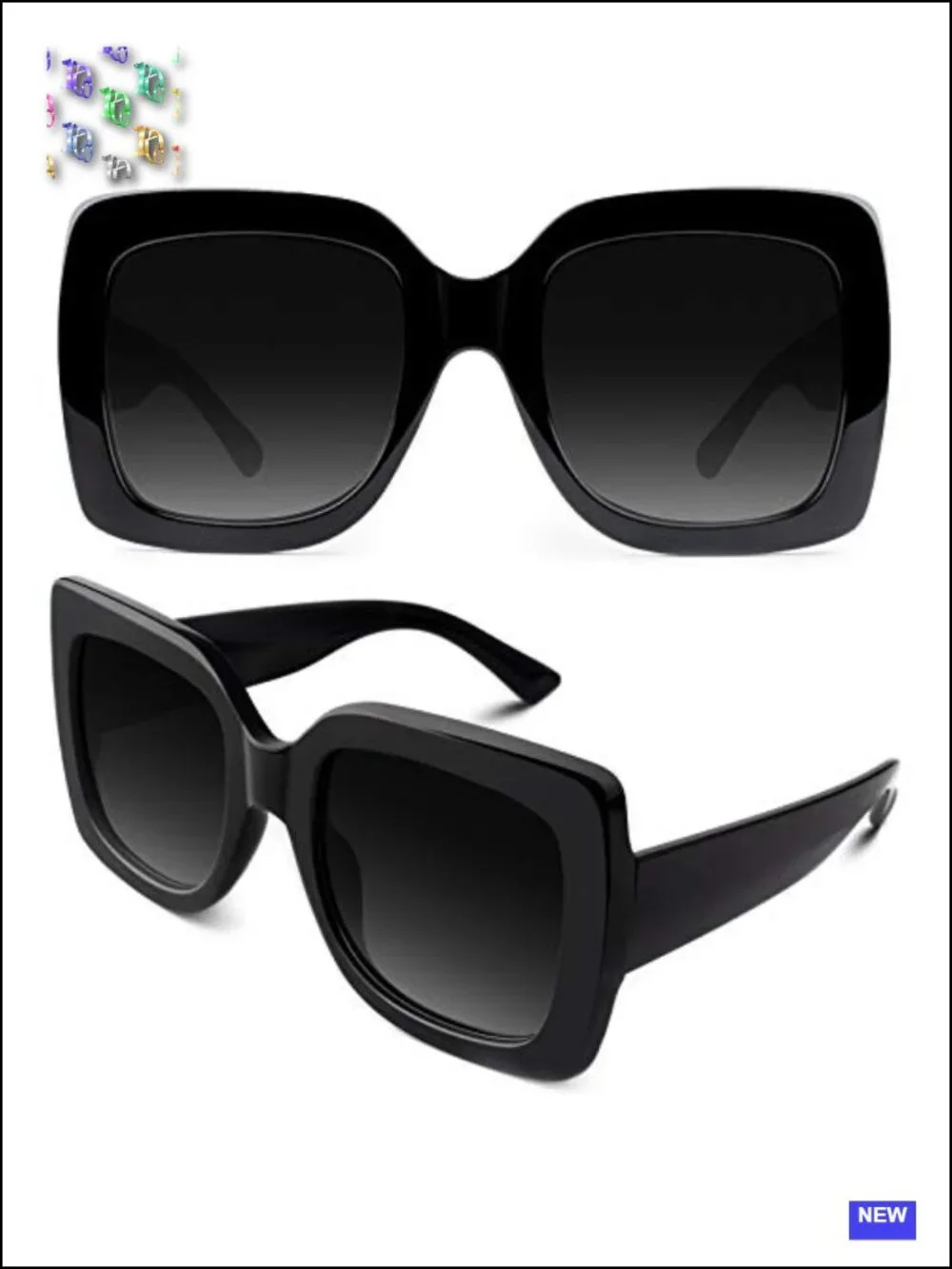 Women's Oversized Square Frame Retro Sunglasses UV400 Protection Driving Shades
